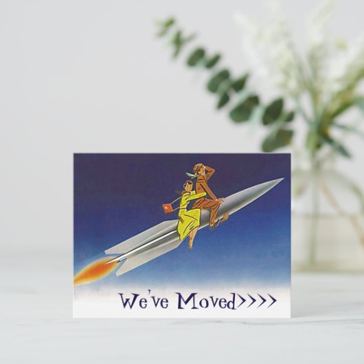 Briefkaart Fun Retro We hebben verplaatst New Addr (Staand voorkant)