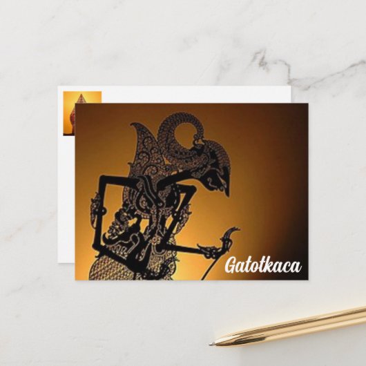 Briefkaart Gatotkaca (Voorkant / Achterkant in situ)