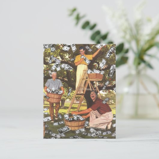 Briefkaart geldbomen (Staand voorkant)