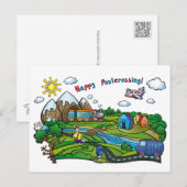 Briefkaart "Gelukkige Postcrossing! " (Voorkant / Achterkant)