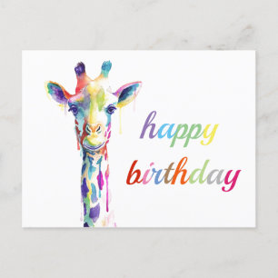 Briefkaart - Gelukkige Verjaardag - Giraffe