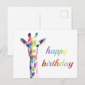 Briefkaart - Gelukkige Verjaardag - Giraffe (Voorkant / Achterkant)
