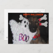 Briefkaart German Shepherd Halloween Boo (Voorkant / Achterkant)
