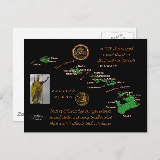 Briefkaart geschiedenis Hawaiiaanse eilanden (Voorkant / Achterkant)