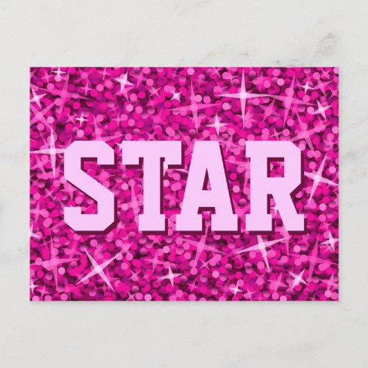Briefkaart Glitz Pink "STAR" (Voorkant)