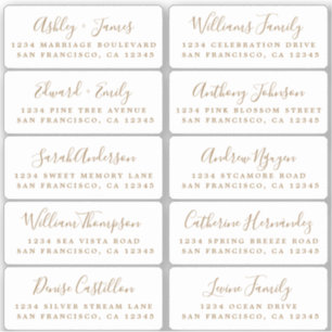 Briefkaart Gold Calligraphy Guest Adresetiketten Sticker