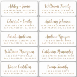 Briefkaart Gold Calligraphy Guest Adresetiketten Sticker