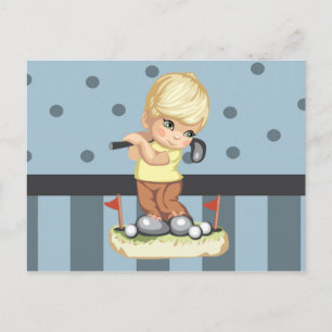 Briefkaart Golfjongen