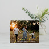 Briefkaart Grateful Script Folie Photo Thanksgivin (Staand Voorkant)
