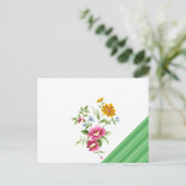 Briefkaart Green Stripe Floral (Staand voorkant)