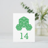 Briefkaart Groen D20-controletabel (Staand voorkant)