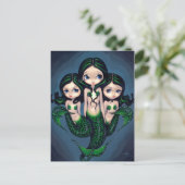 briefkaart "Groene Zeemeermin" (Staand voorkant)