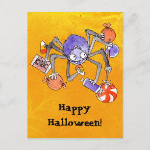 Briefkaart Halloween Spider