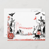 Briefkaart Halloween Witches (Voorkant / Achterkant)