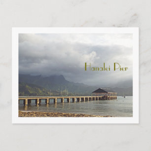 briefkaart, "HANALEI PIER MET KLEUTEN OVERHEAD" Briefkaart