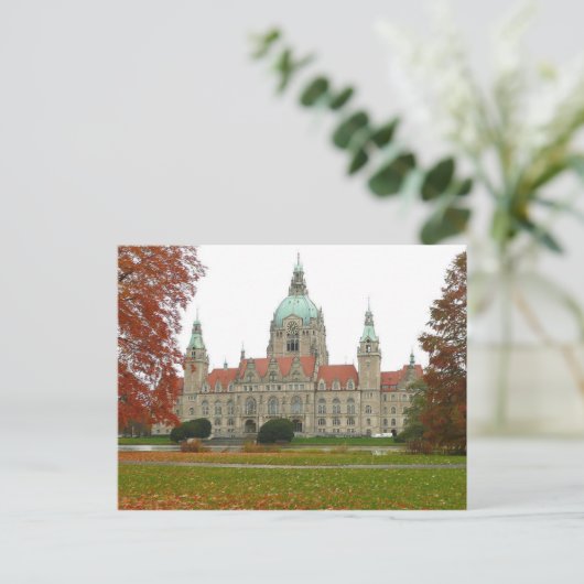Briefkaart Hannover Neues Rathaus Herbst, Duitslan (Staand voorkant)