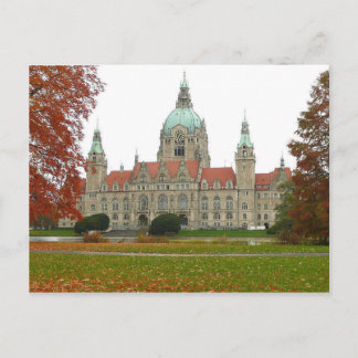 Briefkaart Hannover Neues Rathaus Herbst, Duitslan