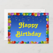 Briefkaart Happy Birthday (Voorkant / Achterkant)