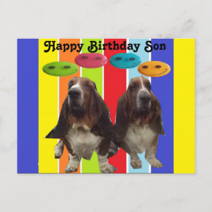Briefkaart Happy Birthday son Basset