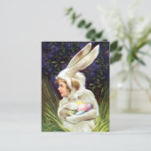 Briefkaart Happy Easter! Bunny Suit Hide Egg (Staand voorkant)