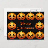 Briefkaart Happy Halloween Pumpkin (Voorkant / Achterkant)