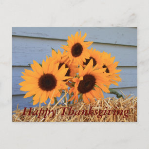 Briefkaart Happy Thanksgiving - zonnebloemen en ho
