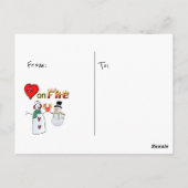 Briefkaart hart op vuur sneeuwman (Achterkant)