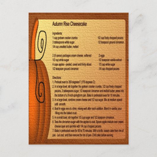Briefkaart herfst Rise Cheesecake Recipe (Voorkant)