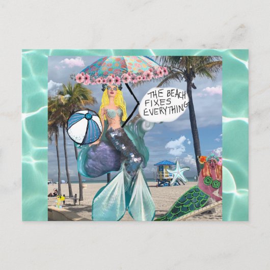 Briefkaart - het strand maakt alles vast (Voorkant)