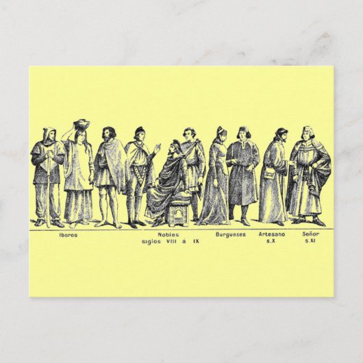 Briefkaart historische kostuums (Voorkant)