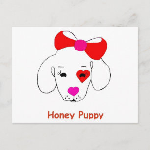 Briefkaart honingpuppy
