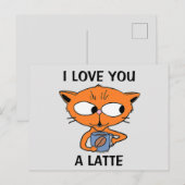 Briefkaart - IK HOU VAN EEN LATTE Koffiebonnetje (Voorkant / Achterkant)