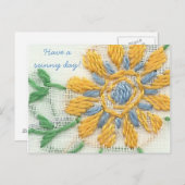 Briefkaart in geborduurde dagen (Voorkant / Achterkant)