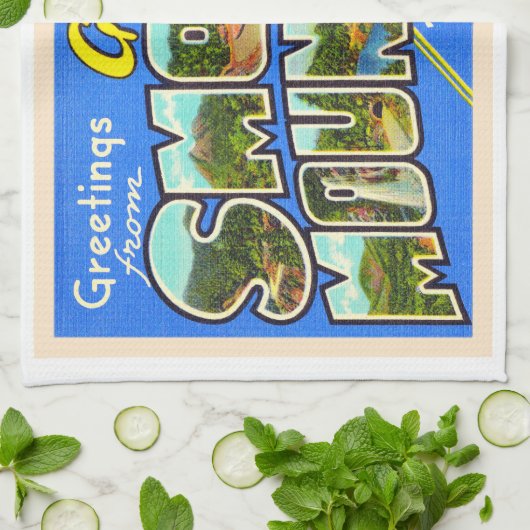 Briefkaart in het Grote Smoky-gebergte Theedoek (Gevouwen)