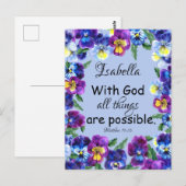 Briefkaart Inspirerend Bijbel Verse Floral Name (Voorkant / Achterkant)