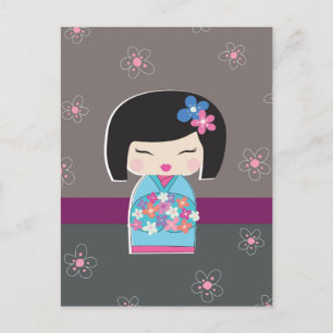 Briefkaart Japanse Kokeshi Doll