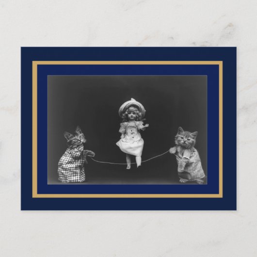 Briefkaart  Katten en Doll Skipping (Voorkant)