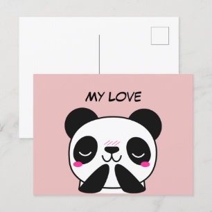 Briefkaart Kawaii Cute Panda