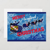 Briefkaart kerst van de vlag van Merry Maryland (Voorkant / Achterkant)