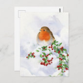 Briefkaart - Kerstmis Robin (Voorkant / Achterkant)
