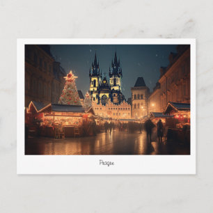 Briefkaart kerstnacht Praag in Tsjechië
