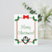 Briefkaart kerstpinguïn (Staand voorkant)