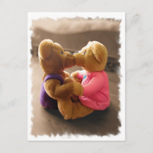Briefkaart KissingTeddies
