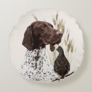 Briefkaart Koffie van het Duitse Shorthaired Point Rond Kussen