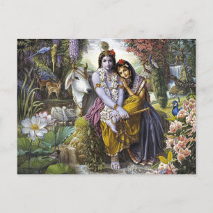 Briefkaart Krishna en Radha