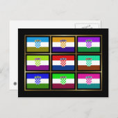 Briefkaart Kroatische multihue-vlaggen (Voorkant / Achterkant)