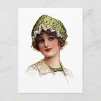 Briefkaart Lady Bead en Lace Bonnet