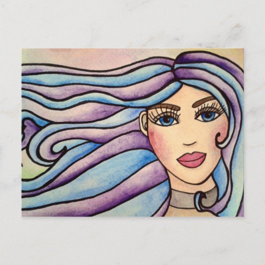 Briefkaart Lady Violet & Blue. (Voorkant)