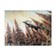 Briefkaart- Leaping Deer