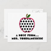 Briefkaart leraar - Polka Dot Apple (Voorkant / Achterkant)